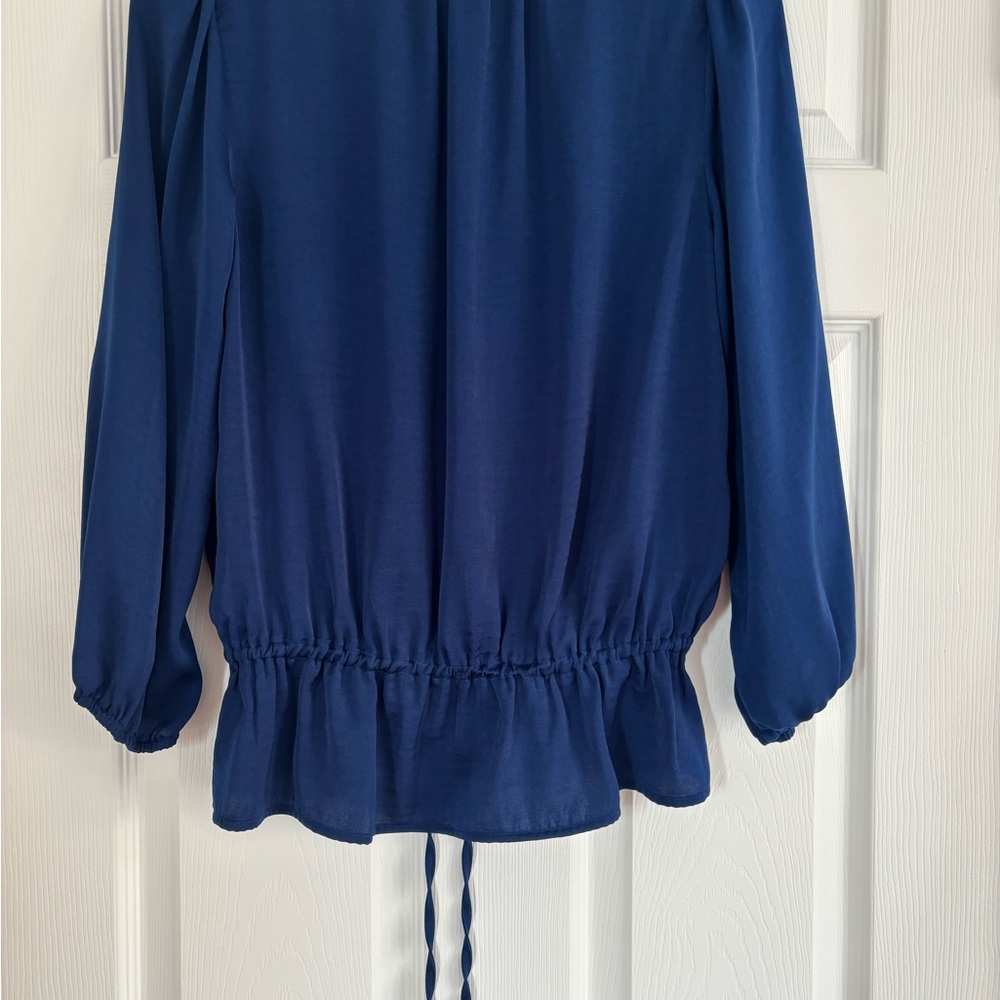 Banana Republic Navy Blouse with V-Neck - Picture 2 of 3